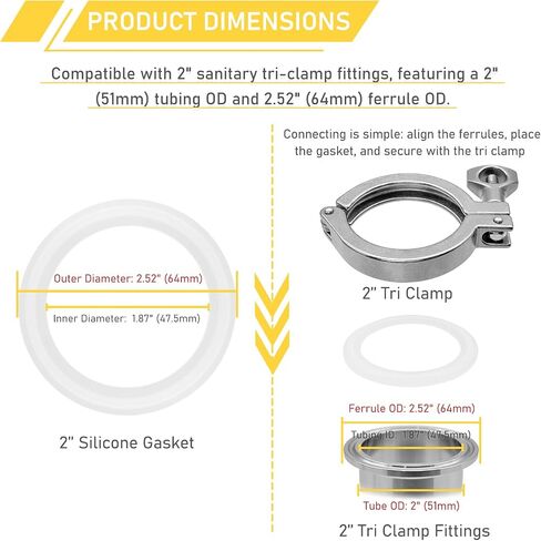 100PCS 1.5 Inch Tri Clamp Silicone Gaskets for 1.5" Tri-Clamp Sanitary Fittings TC O-Ring Seal Gasket in Saudi Arabia