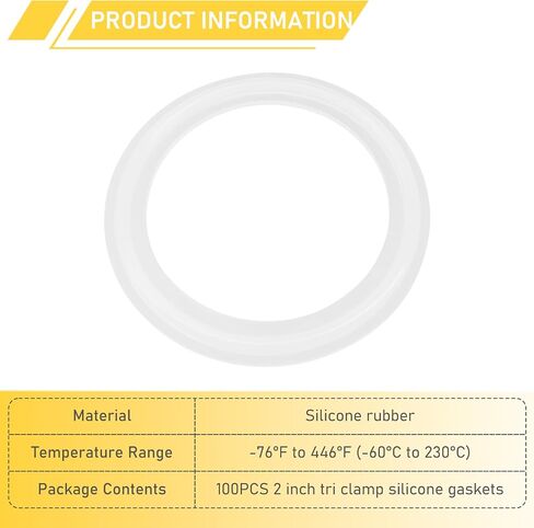 100PCS 1.5 Inch Tri Clamp Silicone Gaskets for 1.5" Tri-Clamp Sanitary Fittings TC O-Ring Seal Gasket in Saudi Arabia