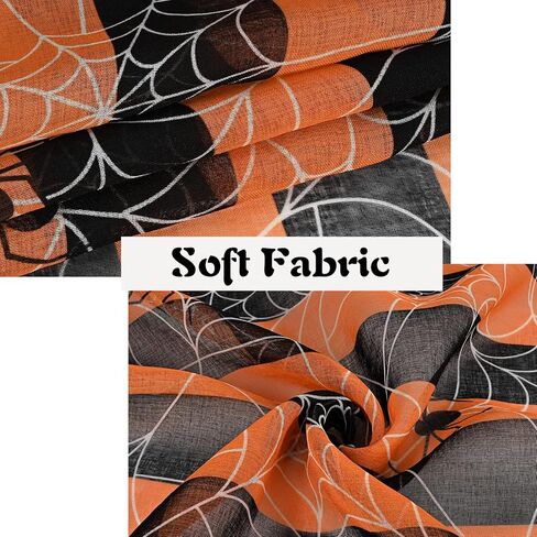 BLEUM CADE Halloween ستائر التعتيم لغرفة المعيشة وغرفة النوم ستارة نافذة شبكة العنكبوت بطول 84 بوصة 2 لوح أسود برتقالي مخطط جروميت ستائر معزولة حراريًا لديكور حفلات الهالوين in Kuwait