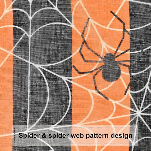 BLEUM CADE Halloween ستائر التعتيم لغرفة المعيشة وغرفة النوم ستارة نافذة شبكة العنكبوت بطول 84 بوصة 2 لوح أسود برتقالي مخطط جروميت ستائر معزولة حراريًا لديكور حفلات الهالوين in Kuwait