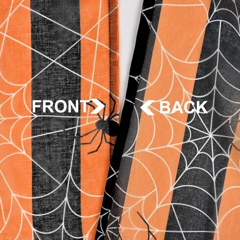 BLEUM CADE Halloween ستائر التعتيم لغرفة المعيشة وغرفة النوم ستارة نافذة شبكة العنكبوت بطول 84 بوصة 2 لوح أسود برتقالي مخطط جروميت ستائر معزولة حراريًا لديكور حفلات الهالوين in Kuwait