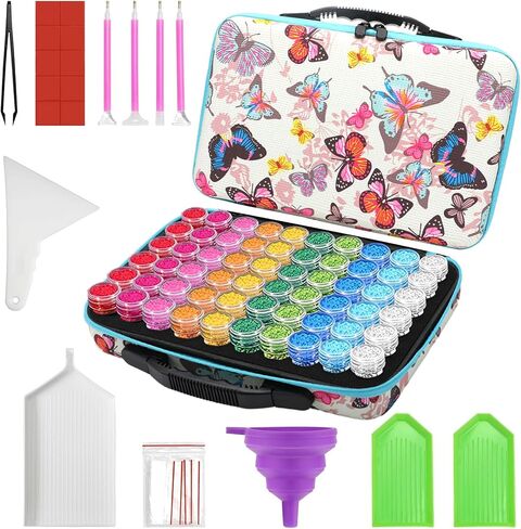 Bofoho Diamond Painting Storage Containers, 60 Slots Diamond Painting Accessories and Tools, Portable Diamond Painting Art Shockproof Jars Organizers Jewelry Storage Box in Kuwait