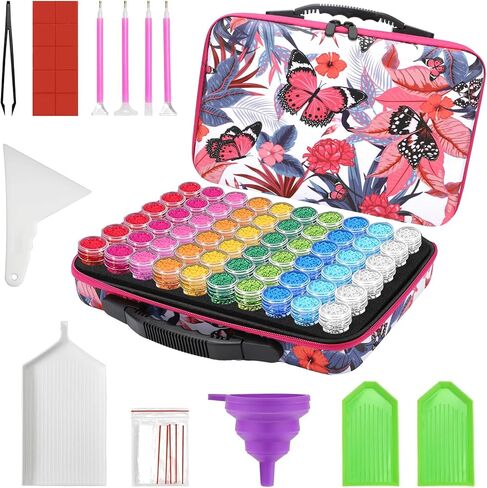 Bofoho Diamond Painting Storage Containers, 60 Slots Diamond Painting Accessories and Tools, Portable Diamond Painting Art Shockproof Jars Organizers Jewelry Storage Box in Kuwait