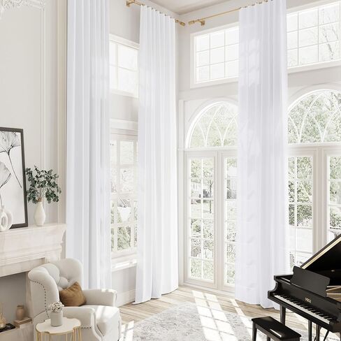 Natural Linen Curtains 216 Inches Long for High Ceiling Living Room Custom Made Rod Pocket Light Filtering Linen Drape Semi Sheer Extra Long Bedroom Curtain 216 Inch Length 1 Panel in Kuwait