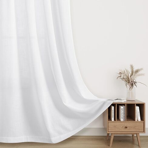 Natural Linen Curtains 216 Inches Long for High Ceiling Living Room Custom Made Rod Pocket Light Filtering Linen Drape Semi Sheer Extra Long Bedroom Curtain 216 Inch Length 1 Panel in Kuwait