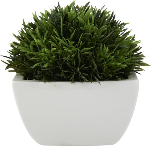 Deco 79 Faux Foliage Artificial Plant with White Ceramic Pot, 7" x 7" x 7", Green in Saudi Arabia