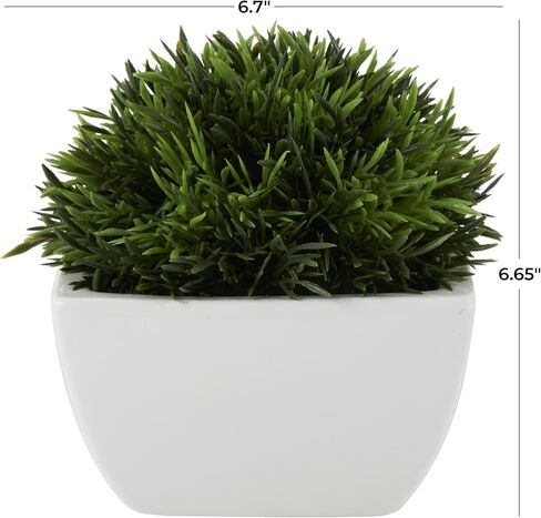 Deco 79 Faux Foliage Artificial Plant with White Ceramic Pot, 7" x 7" x 7", Green in Saudi Arabia