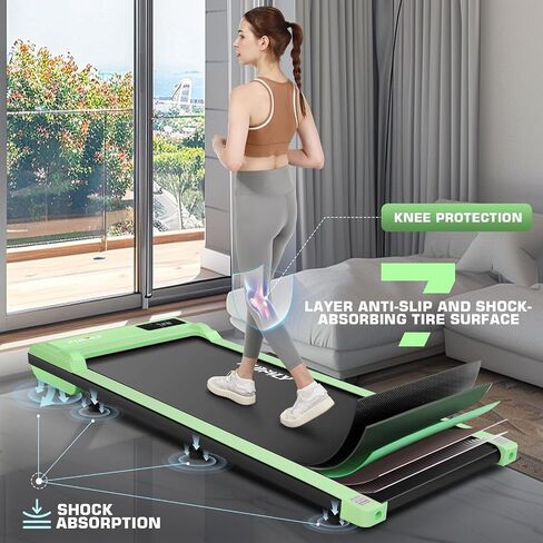 FUNMILY Walking Pad Treadmill 300 lb Capacity Under Desk Treadmill, 2.5hp Portable Treadmills for Home Office Small Running, 2 in 1 Working Walking Jogging Machine with Shock Absorption, LED Display in Saudi Arabia