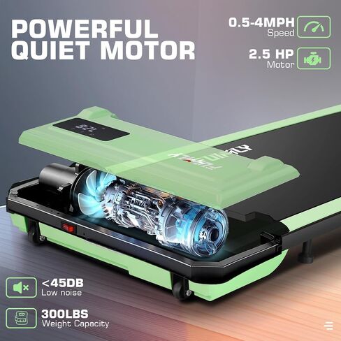 FUNMILY Walking Pad Treadmill 300 lb Capacity Under Desk Treadmill, 2.5hp Portable Treadmills for Home Office Small Running, 2 in 1 Working Walking Jogging Machine with Shock Absorption, LED Display in Saudi Arabia