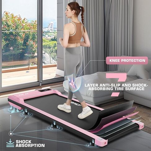 FUNMILY Walking Pad Treadmill 300 lb Capacity Under Desk Treadmill, 2.5hp Portable Treadmills for Home Office Small Running, 2 in 1 Working Walking Jogging Machine with Shock Absorption, LED Display in Saudi Arabia