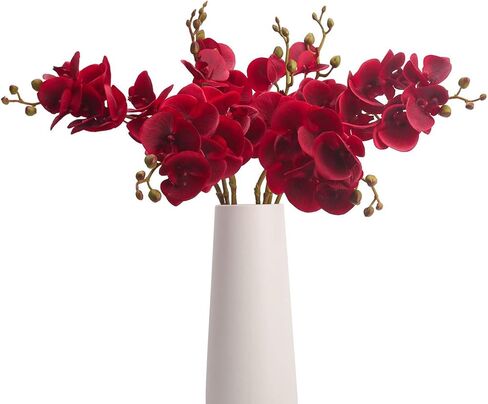 BOMAROLAN Artificial Flowers Faux Butterfly Orchid 4 Pcs Real Touch Double Branch Silk Flowers for Wedding Home Office Party Hotel Yard Decoration Restaurant Patio Festive Furnishing (Red) in Saudi Arabia