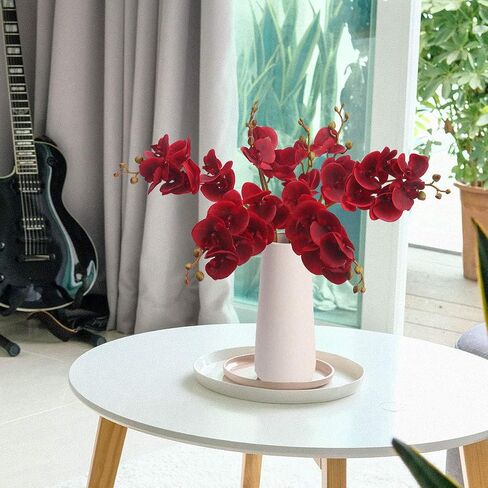 BOMAROLAN Artificial Flowers Faux Butterfly Orchid 4 Pcs Real Touch Double Branch Silk Flowers for Wedding Home Office Party Hotel Yard Decoration Restaurant Patio Festive Furnishing (Red) in Saudi Arabia