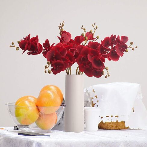 BOMAROLAN Artificial Flowers Faux Butterfly Orchid 4 Pcs Real Touch Double Branch Silk Flowers for Wedding Home Office Party Hotel Yard Decoration Restaurant Patio Festive Furnishing (Red) in Saudi Arabia