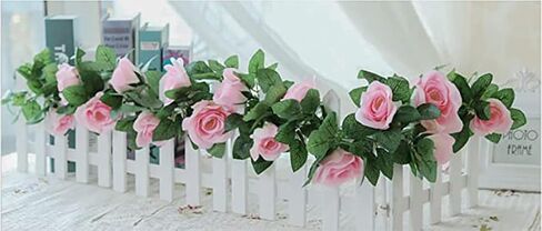 Lannu 2 Pack 8.2 FT Artificial Rose Vine Flowers Fake Garland Ivy Flowers Silk Hanging Garland Plants for Home Wedding Party Decorations (Purple) in Saudi Arabia