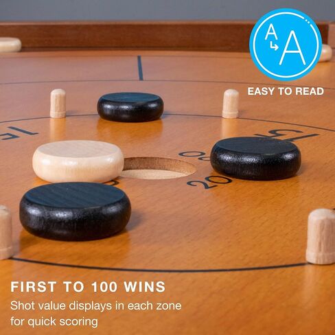 Tournament Crokinole & Checkers | Classic Dexterity Board Game for Two Players | 24 Black & White Discs & Game Board | 27 Inch in Saudi Arabia