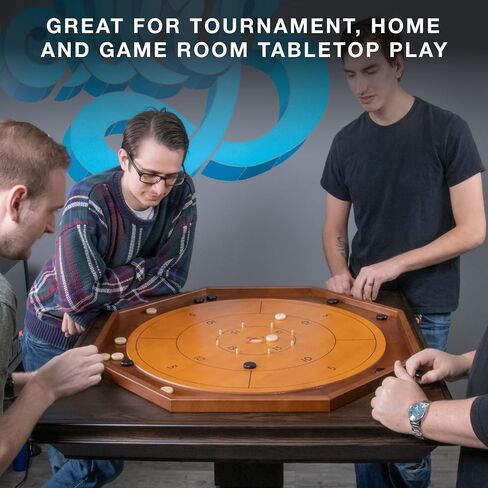 Tournament Crokinole & Checkers | Classic Dexterity Board Game for Two Players | 24 Black & White Discs & Game Board | 27 Inch in Saudi Arabia