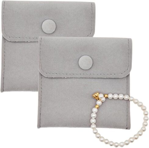 2 Pcs Velvet Jewelry Pouches, 3.9’’ x 3.9’’ Jewelry Storage Bags with Snap Button Gift Packaging Bags Purse Pouches for Rings, Bracelets, Necklaces, Earrings, Watch (Black) in Saudi Arabia