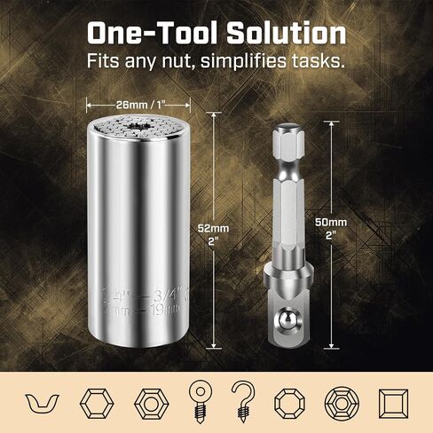 Super Universal Socket Tools, Socket Set with Power Drill Adapter(7-19 MM) Suitable for Wing Nuts, Cap Screws, Hooks, or Flanges. in Saudi Arabia