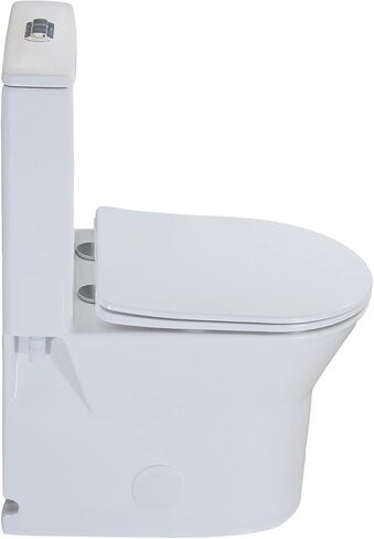 مرحاض WinZo صغير مقاس 23 بوصة قطعة واحدة مع 10 بوصة خشنة مدمجة للحمام القصير المدمج، أبيض مع زر ذهبي in Kuwait