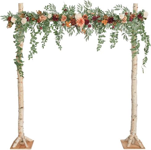 لحظة لينغ 6.5FT خلفية زهرة إكليل الزينة، سقوط زهور الزفاف الاصطناعية قوس، حفل استقبال برتقالي معلق ترتيب شجرة الأوكالبتوس روز أربور في الهواء الطلق حفلة غنيمة الأزهار in Kuwait