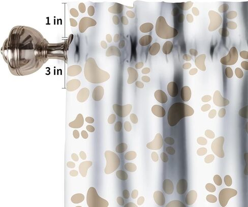 Pet Paw Print Valance Rod Pocket Window Curtain Pet Paw Pattern Print Curtain Animal Footprint Theme Decor Valance for Kitchen Bedroom Living Room Dining Room 1 Panel 54x18in in Saudi Arabia
