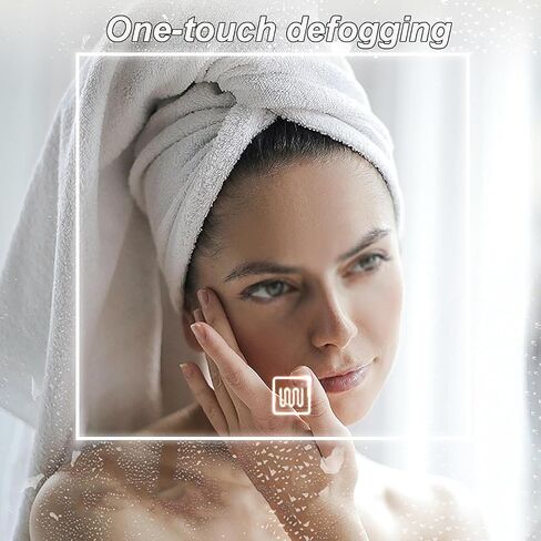 DLPIN 24x32inch LED Bathroom Mirror,Rounded Corner Rectangle Frameless, Vanity Smart Mirror Equipped with Defogging and Gradient 3-Color Lighting,Wall-Mounted Vanity Mirrors in Saudi Arabia