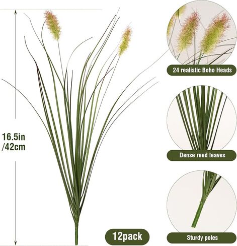 Artificial Grass,Fake Grass Artificial Shrubs Wheat Grass Greenery,Fake Grass Decor Artificial Plants Ornamental Grass Outdoor Fake Grass Green Leaves for Decoration(24PCS) in Saudi Arabia