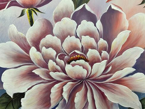 Boieesen Art، 24 × 36 بوصة 100٪ مرسومة يدويًا بزيت الهندباء البسيط والزهور البرية البيضاء جدار الفن الرمادي والذهبي الأزهار قماش لوحات محايدة المناظر الطبيعية الفنية النفط اللوحة اليدوية لغرفة المعيشة in Saudi Arabia