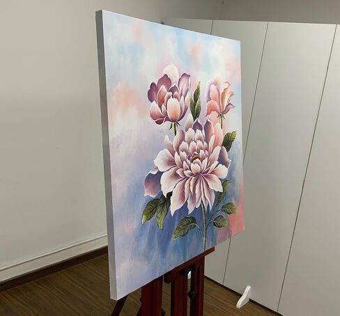 Boieesen Art، 24 × 36 بوصة 100٪ مرسومة يدويًا بزيت الهندباء البسيط والزهور البرية البيضاء جدار الفن الرمادي والذهبي الأزهار قماش لوحات محايدة المناظر الطبيعية الفنية النفط اللوحة اليدوية لغرفة المعيشة in Saudi Arabia