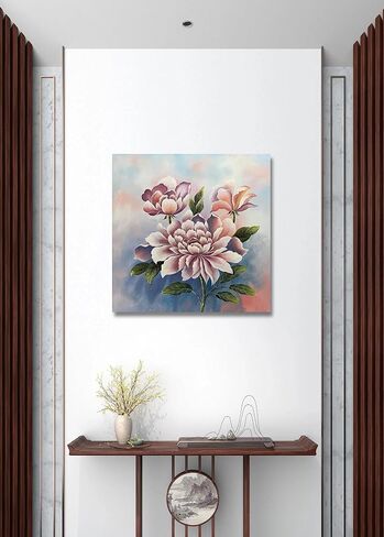 Boieesen Art، 24 × 36 بوصة 100٪ مرسومة يدويًا بزيت الهندباء البسيط والزهور البرية البيضاء جدار الفن الرمادي والذهبي الأزهار قماش لوحات محايدة المناظر الطبيعية الفنية النفط اللوحة اليدوية لغرفة المعيشة in Saudi Arabia