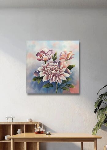 Boieesen Art، 24 × 36 بوصة 100٪ مرسومة يدويًا بزيت الهندباء البسيط والزهور البرية البيضاء جدار الفن الرمادي والذهبي الأزهار قماش لوحات محايدة المناظر الطبيعية الفنية النفط اللوحة اليدوية لغرفة المعيشة in Saudi Arabia