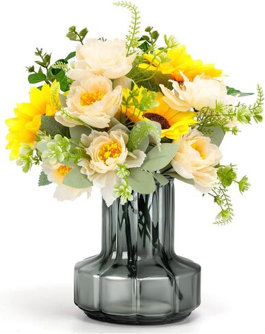 Artificial Sunflower Bouquets, 2 Bunches Fake Flowers with Sunflowers and White Peonies for Home Wedding Summer Decor, Arrangement Table Centerpieces Indoor, DIY Garden Outdoor Art DéCor in Saudi Arabia
