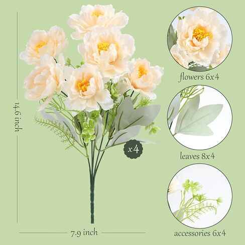Artificial Sunflower Bouquets, 2 Bunches Fake Flowers with Sunflowers and White Peonies for Home Wedding Summer Decor, Arrangement Table Centerpieces Indoor, DIY Garden Outdoor Art DéCor in Saudi Arabia