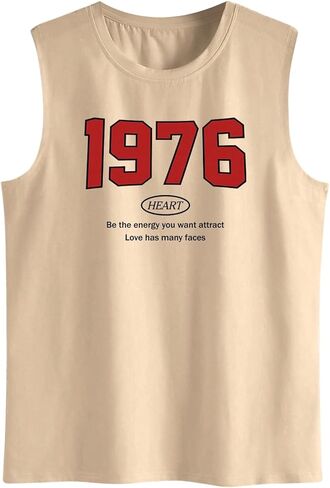 Men's Summer Tank Top Letter Graphic Round Neck Sleeveless Tank Top Workout Gym Tops Streetwear in Saudi Arabia