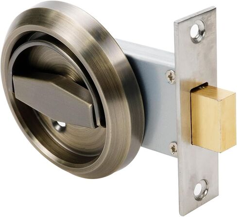 1 Set Recessed Flush Lock for Cabinet 201 Stainless Steel Round Sliding Door Pull Hidden Privacy Locker Knobs Handles (Bronze) in Saudi Arabia