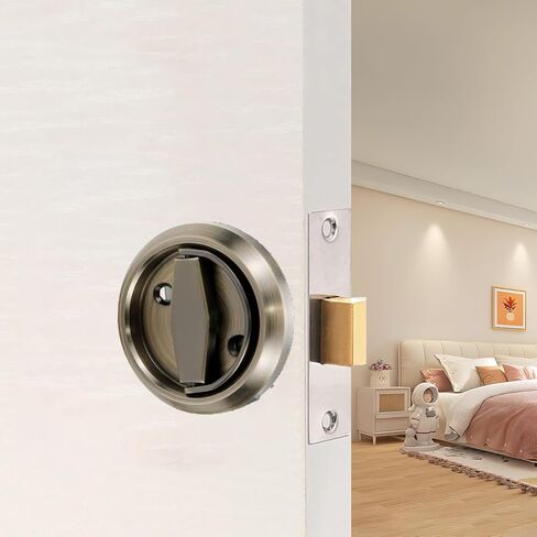 1 Set Recessed Flush Lock for Cabinet 201 Stainless Steel Round Sliding Door Pull Hidden Privacy Locker Knobs Handles (Bronze) in Saudi Arabia