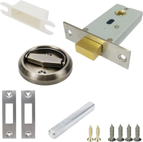 1 Set Recessed Flush Lock for Cabinet 201 Stainless Steel Round Sliding Door Pull Hidden Privacy Locker Knobs Handles (Bronze) in Saudi Arabia
