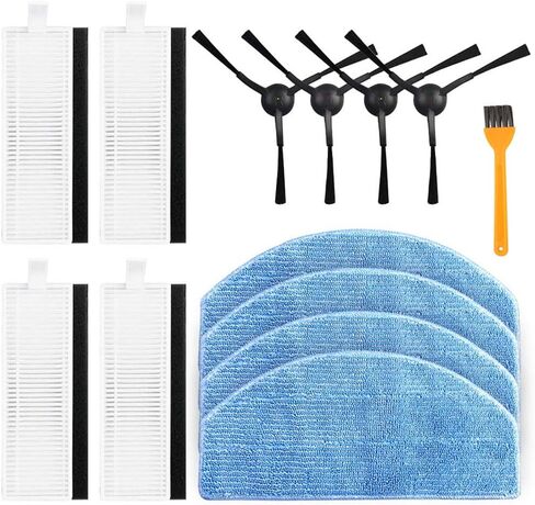 15 Pack Replacement Accessories for Ecovacs Deebot T30 Omni, T30 PRO Omni, T30s, for Yeedi M12 Pro+ Vacuum, 4 Side Brush, 2 Hepa Filter, 4 Mop Cloth, 4 Dust Bag, 1 Cleaning Brush in Saudi Arabia