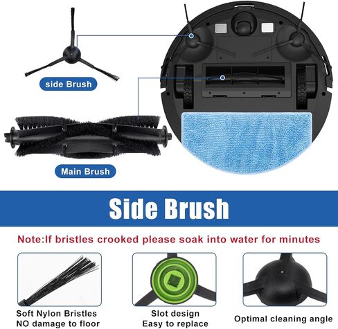 15 Pack Replacement Accessories for Ecovacs Deebot T30 Omni, T30 PRO Omni, T30s, for Yeedi M12 Pro+ Vacuum, 4 Side Brush, 2 Hepa Filter, 4 Mop Cloth, 4 Dust Bag, 1 Cleaning Brush in Saudi Arabia