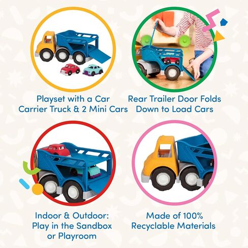 Battat- Wonder Wheels- Toy Carrier Truck & 2 Toy Cars – Toy Truck Playset For Kids, Toddlers – Pretend Play- Recyclable Materials – 1year + in Saudi Arabia