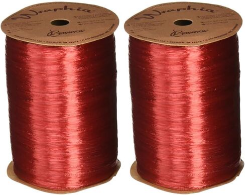 Berwick Offray Imperial Red Pearlized Raffia Ribbon, 1/4'' Wide, 100 Yards, 7MM in Saudi Arabia