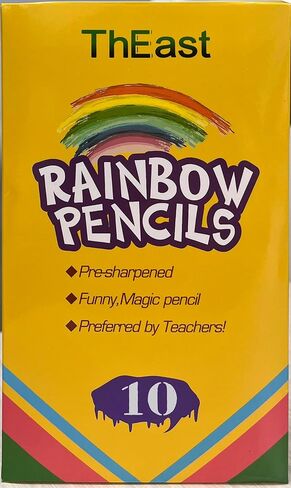 ThEast 10 Pieces Rainbow Pencils, 4 Color in 1 Rainbow Colored Pencils for Kids, Assorted Colors for Drawing, Coloring, Kids Party Favors, Pre-sharpened in Kuwait