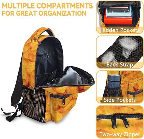 Chicken Nugget Backpack with Lunch Box for Girls, Set of 3 School Backpacks Matching Combo, Funny Gold Bookbag and Pencil Case Bundle in Kuwait