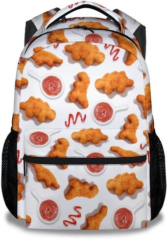 Chicken Nugget Backpack with Lunch Box for Girls, Set of 3 School Backpacks Matching Combo, Funny Gold Bookbag and Pencil Case Bundle in Kuwait