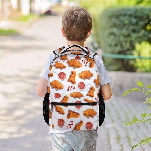 Chicken Nugget Backpack with Lunch Box for Girls, Set of 3 School Backpacks Matching Combo, Funny Gold Bookbag and Pencil Case Bundle in Kuwait