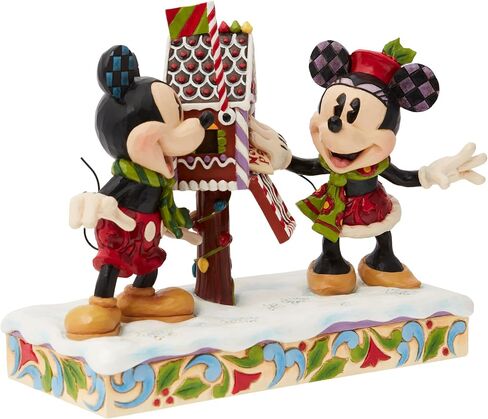 مجموعة Enesco Disney Traditions من تصميم Jim Shore Mickey وMinnie Mouse Letters to Santa تمثال - تمثال من الراتنج الحجري مطلي يدويًا مصنوع يدويًا لعيد الميلاد من Disney تمثال ديكور منزلي، 7 بوصات in Saudi Arabia