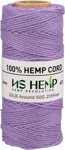 [NS HEMP] خيط حرفي من سلك القنب بنسبة 100%، سلك مكرامية 1 مم 205 قدم، خيط من خيوط القنب لصنع المجوهرات (006 لافندر) in Kuwait