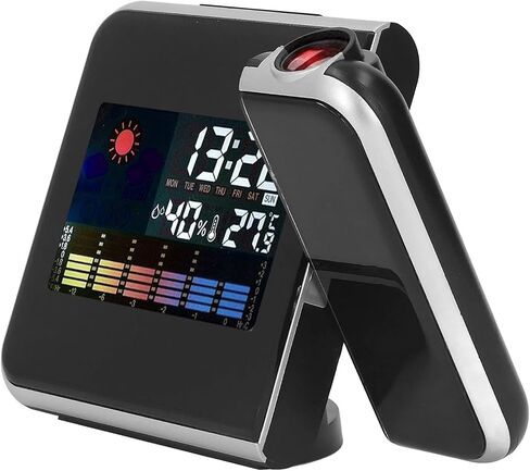 Projection Alarm Clock, Weather Clock Bedside with 180° Projector, LCD Digital Clock with 12/24H Time Date Snooze Temperature Humidity Table Clock Backlight for Bedroom Living Room Office in Saudi Arabia