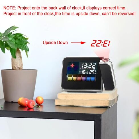 Projection Alarm Clock, Weather Clock Bedside with 180° Projector, LCD Digital Clock with 12/24H Time Date Snooze Temperature Humidity Table Clock Backlight for Bedroom Living Room Office in Saudi Arabia