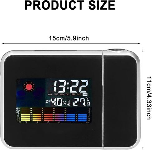 Projection Alarm Clock, Weather Clock Bedside with 180° Projector, LCD Digital Clock with 12/24H Time Date Snooze Temperature Humidity Table Clock Backlight for Bedroom Living Room Office in Saudi Arabia
